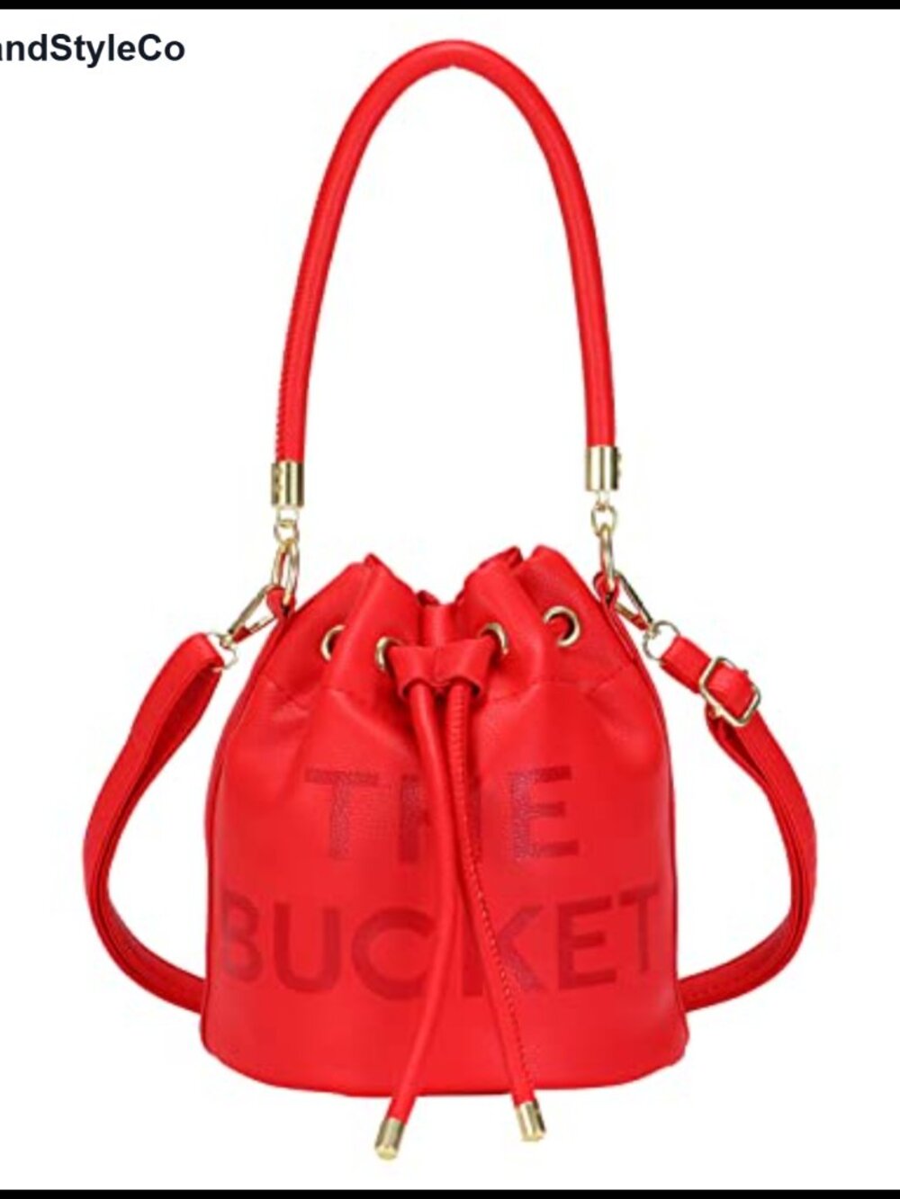 Women's Faux Leather Mini Bucket Bag Drawstring Crossbody Purse